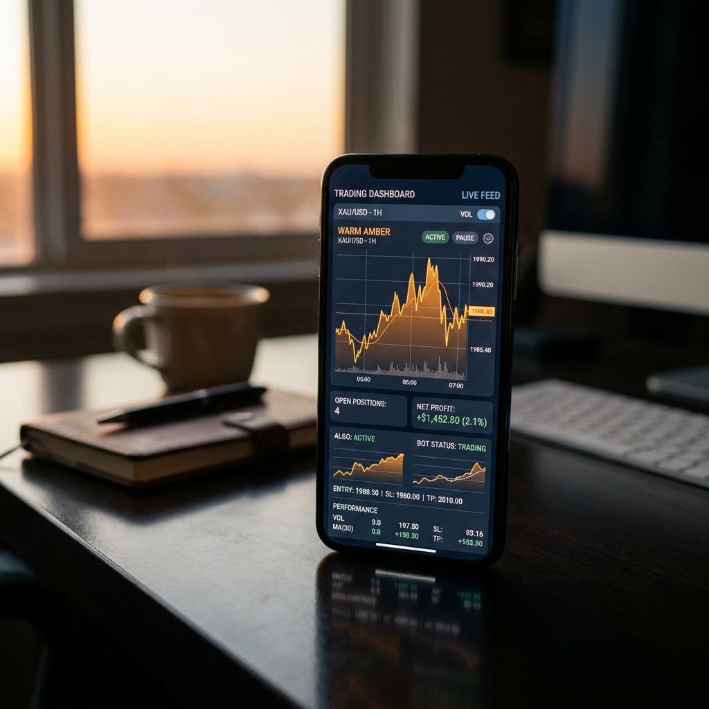 Treu Mehrungshalt KI-Krypto-Handelsplattform Benutzeroberfläche auf dem Smartphone